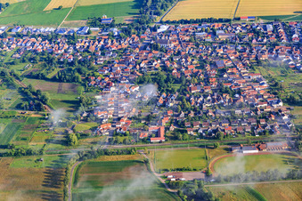Aerial photograpy of Village view on Viehstrich from the south in Steinfeld in the state Rhineland-Palatinate, Germany