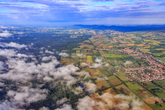 Clouds over the Bienwald on the Viehstrich from the northeast in Steinfeld in the state Rhineland-Palatinate, Germany