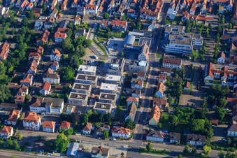 Construction site for new development in the city center in Kandel in the state Rhineland-Palatinate, Germany seen from above