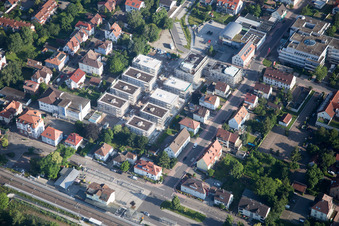 Bird's eye view of Construction site for City Quarters Building 'Im Stadtkern' in Kandel in the state Rhineland-Palatinate, Germany