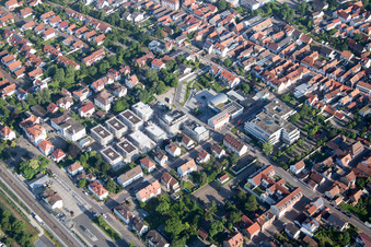 Aerial view of In the city center" New building of RiBa GmbH between Bismarck- and Gartenstr in Kandel in the state Rhineland-Palatinate, Germany