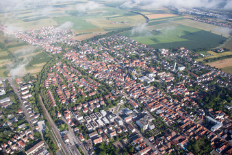 Aerial photograpy of In the city center" New building of RiBa GmbH between Bismarck- and Gartenstr in Kandel in the state Rhineland-Palatinate, Germany