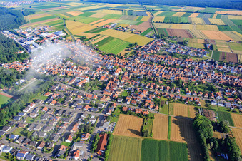 Village view with clouds from the southeast in Hatzenbühl in the state Rhineland-Palatinate, Germany