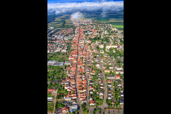 Aerial view of Rheinstr(B427) from the east in Kandel in the state Rhineland-Palatinate, Germany