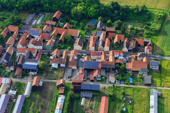 Oblique view of Main Street in Herxheimweyher in the state Rhineland-Palatinate, Germany