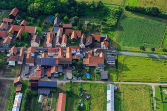 Main Street in Herxheimweyher in the state Rhineland-Palatinate, Germany from above