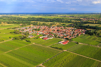 Village view from the northwest in Venningen in the state Rhineland-Palatinate, Germany