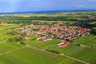 Aerial view of Village view from the northwest in Venningen in the state Rhineland-Palatinate, Germany