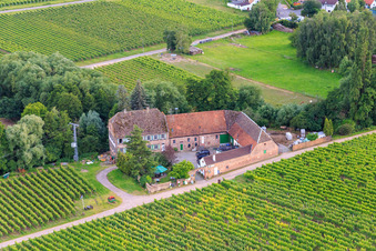 Aerial view of Erlenmühle Winery in Edesheim in the state Rhineland-Palatinate, Germany