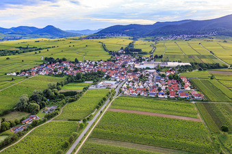 View of the winegrowing village from the east in Böchingen in the state Rhineland-Palatinate, Germany
