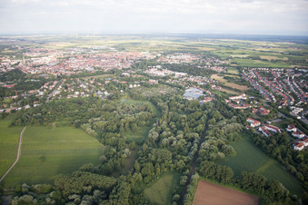 Landau in der Pfalz in the state Rhineland-Palatinate, Germany from the plane