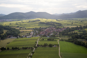 District Heuchelheim in Heuchelheim-Klingen in the state Rhineland-Palatinate, Germany seen from a drone
