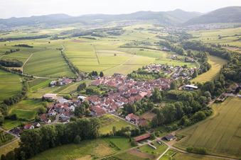 Aerial view of Klingbachtal in the district Klingen in Heuchelheim-Klingen in the state Rhineland-Palatinate, Germany