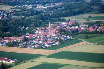 District Mühlhofen in Billigheim-Ingenheim in the state Rhineland-Palatinate, Germany seen from above