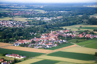 District Mühlhofen in Billigheim-Ingenheim in the state Rhineland-Palatinate, Germany from the plane