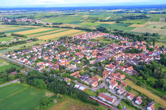 Regional train at the station in Barbelroth in the state Rhineland-Palatinate, Germany out of the air