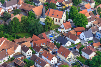 Aerial view of Church in Barbelroth in the state Rhineland-Palatinate, Germany