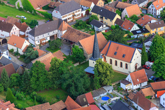 Aerial photograpy of Church in Barbelroth in the state Rhineland-Palatinate, Germany