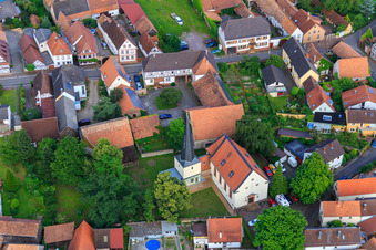 Church in Barbelroth in the state Rhineland-Palatinate, Germany from above