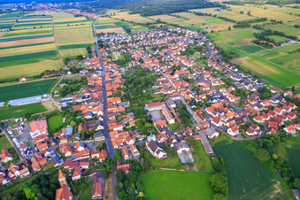 Village overview from the west in Minfeld in the state Rhineland-Palatinate, Germany