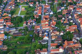 Raiffeisenstraße from the west in Minfeld in the state Rhineland-Palatinate, Germany