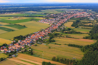 Aerial photograpy of Saarstraße from the southwest in Kandel in the state Rhineland-Palatinate, Germany
