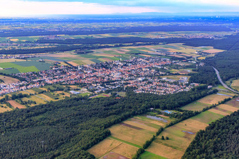 Aerial photograpy of City view from the southwest in Kandel in the state Rhineland-Palatinate, Germany
