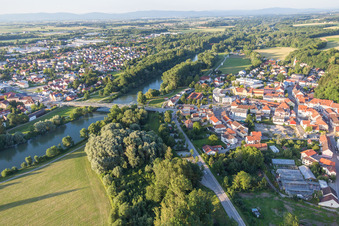 Village on the river bank areas of the river Isar in the district Bach in Landau an der Isar in the state Bavaria, Germany