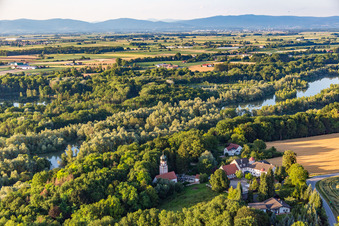 Oblique view of District Oberframmering in Landau an der Isar in the state Bavaria, Germany