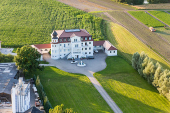 Buildings and parks at the mansion of the farmhouse Plankenschwaige in Landau an der Isar in the state Bavaria, Germany