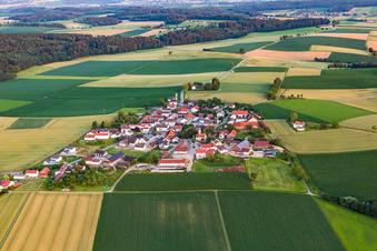 District Oberframmering in Landau an der Isar in the state Bavaria, Germany from above