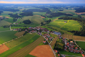 Village overview from the northwest in the district Zell in Falkenberg in the state Bavaria, Germany