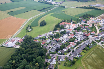 Aerial view of District Frauenbiburg in Dingolfing in the state Bavaria, Germany