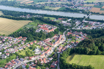 Town on the banks of the river of the Isar river in Niederviehbach in the state Bavaria, Germany