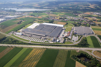 Aerial photograpy of Building and production halls on the premises of BMW facility in Dingolfing in the state Bavaria