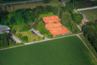 Tennis court on Dr.-Werner-Freyberg-Straße in Laudenbach in the state Baden-Wuerttemberg, Germany