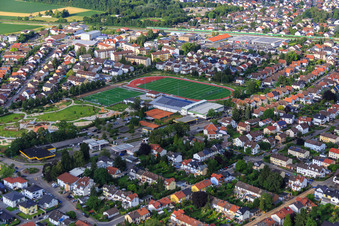 Stadium of the Sportgemeinde Hemsbach 1912 eV, Hans-Michel-Halle and alla hopp! facility & Bürgerpark Hemsbach in Hemsbach in the state Baden-Wuerttemberg, Germany