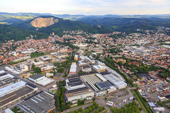 Aerial view of Nora systems GmbH and Freudenberg Sealing Technologies in Weinheim in the state Baden-Wuerttemberg, Germany
