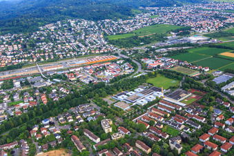 Dietrich Bonhoeffer School Weinheim and OBI Market Weinheim in Weinheim in the state Baden-Wuerttemberg, Germany