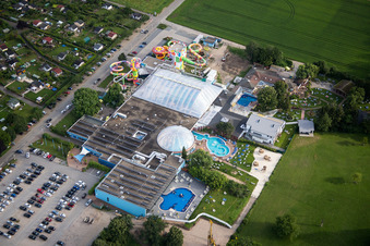 Spa and swimming pools at the swimming pool of the leisure facility MIRAMAR Erlebnisbad, Salz & Kristall Therme and Saunaparadies in Weinheim in the state Baden-Wurttemberg, Germany
