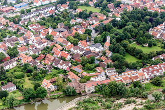 Village on the river bank areas of the river Neckar in Wieblingen in the state Baden-Wurttemberg, Germany