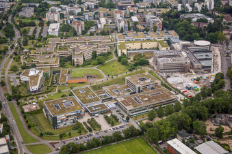 Aerial view of Handschuhsheim, Neuenheimer Feld, University Heidelberg in the district Neuenheim in Heidelberg in the state Baden-Wuerttemberg, Germany