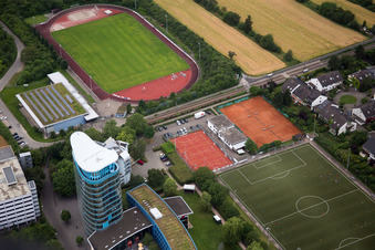 Aerial view of SRH University in the district Wieblingen in Heidelberg in the state Baden-Wuerttemberg, Germany