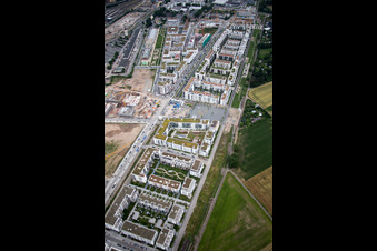Aerial photograpy of District Bahnstadt in Heidelberg in the state Baden-Wuerttemberg, Germany