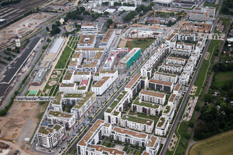 District Bahnstadt in Heidelberg in the state Baden-Wuerttemberg, Germany from above