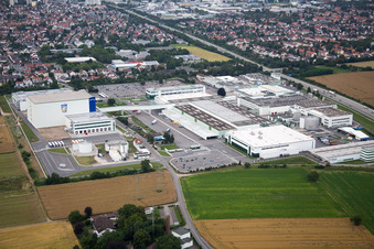 Building and production halls on the premises of Rudolf Wild GmbH & Co. KG (Capri-Sonne) in Eppelheim in the state Baden-Wurttemberg