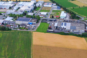 Brauereistraße industrial area with Postillion eV Mobile Youth Work Plankstadt and Weldebräu GmbH&Co.KG brewery in Plankstadt in the state Baden-Wuerttemberg, Germany