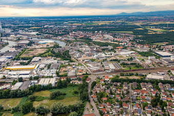 Aerial photograpy of Rheinauhafen in the district Rheinau in Mannheim in the state Baden-Wuerttemberg, Germany