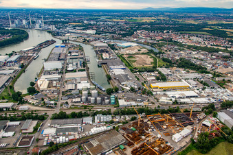 Harbor in the district Rheinau in Mannheim in the state Baden-Wuerttemberg, Germany