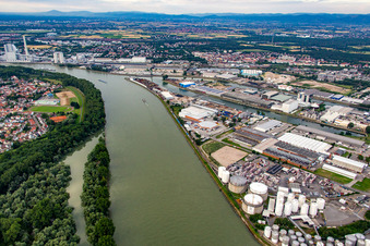 Rheinauhafen in the district Rheinau in Mannheim in the state Baden-Wuerttemberg, Germany seen from above
